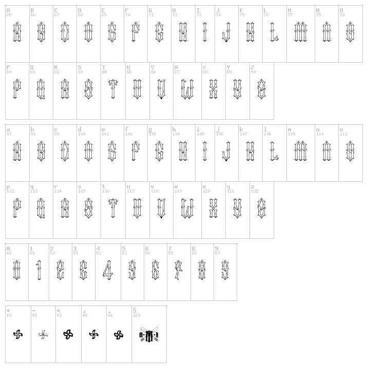 Two Fingers King font map